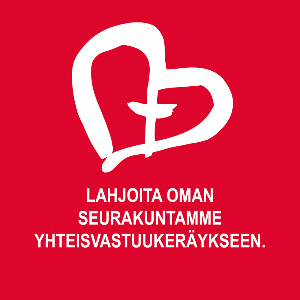 Yhteisvastuukeräyksen lahjoitus logo sydän risti keskellä