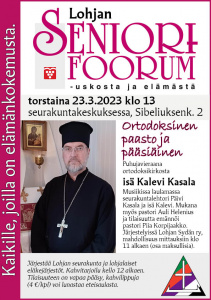 Seniorifoorum mainoksessa isä Kalevin kuva
