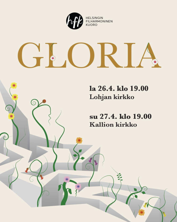 Collegiumin ja Helsingin filharmonisen kuoron konsertti Gloria juliste