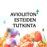 Avioliiton esteiden tutkinta -kuva logo, jossa teksti ja alareunassa kukkia