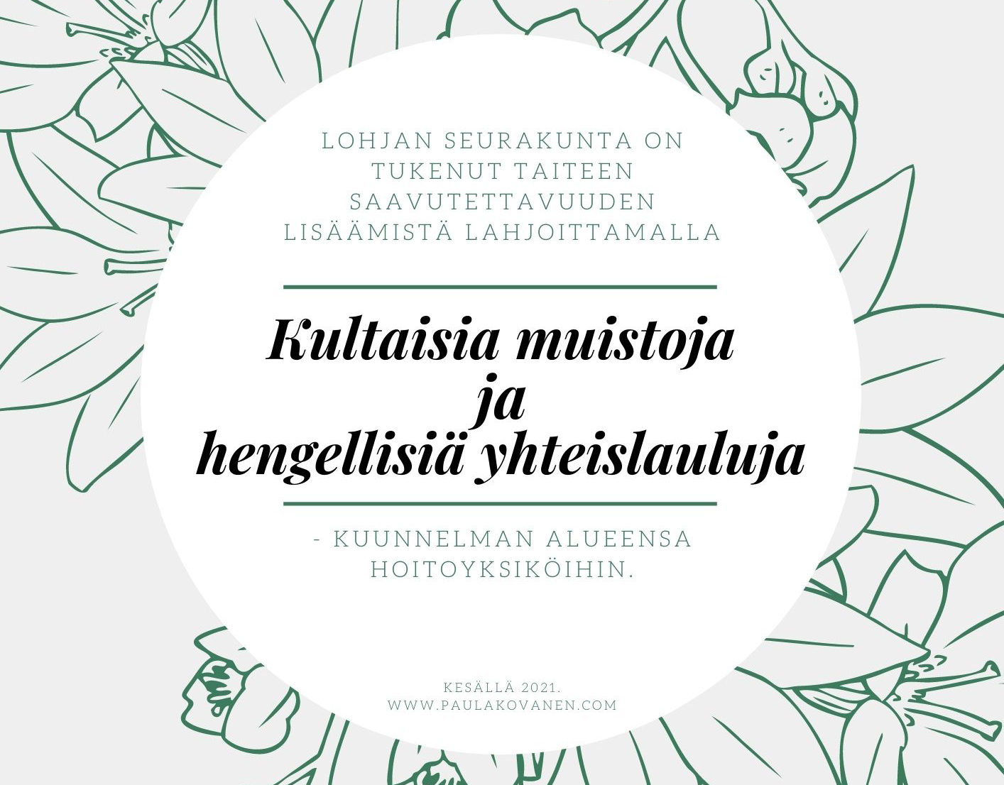 Lohjan seurakunnan kunniakirja taiteen tukemisesta Lohjan alueella 