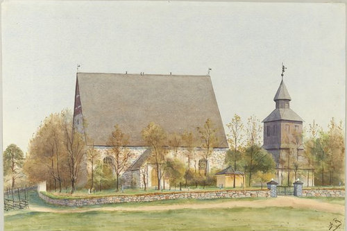 Avaa kuva isommaksi Lohjan Pyhän Laurin kirkko -Reinholm Agathon, tekijä 1885 -Museovirasto - Musketti