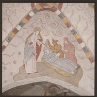 Neitsyt Maria karkottaa paholaisen kuolevan munkin vuoteen ääreltä
-Welin P. O., kuvaaja 
-Museovirasto - Musketti