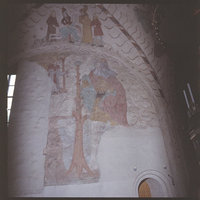 Avaa kuva isommaksi Pyhä Kristoforos kantaa Jeesus-lasta, yllä Kristoforoksen marttyyrikuolema -Welin P. O., kuvaaja -Museovi...