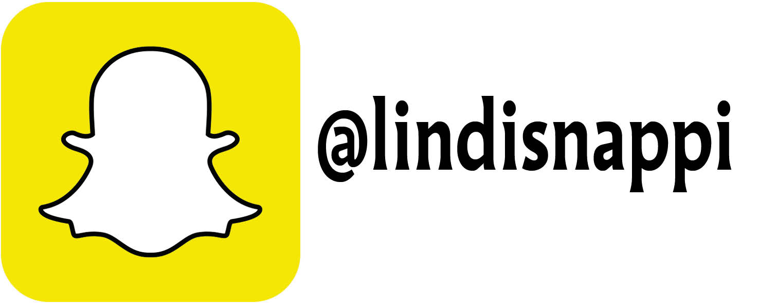 Snapchat-logo ja teksti @lindisnappi